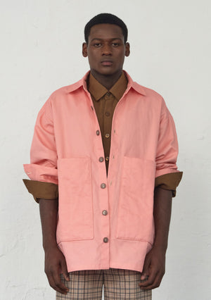 PINK OVERSHIRT WITH QUILTED POCKETS